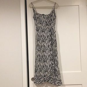 Topshop wrap dress zebra stripe spaghetti strap